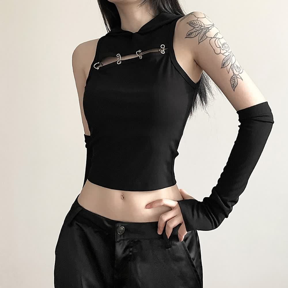 Streetwear Hooded Sleeveless Crop Top