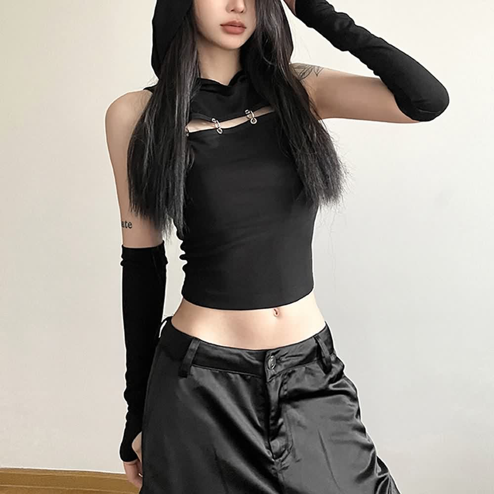 Streetwear Hooded Sleeveless Crop Top