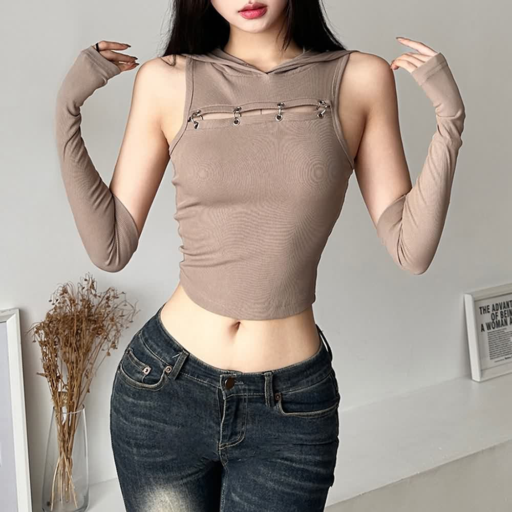 Streetwear Hooded Sleeveless Crop Top