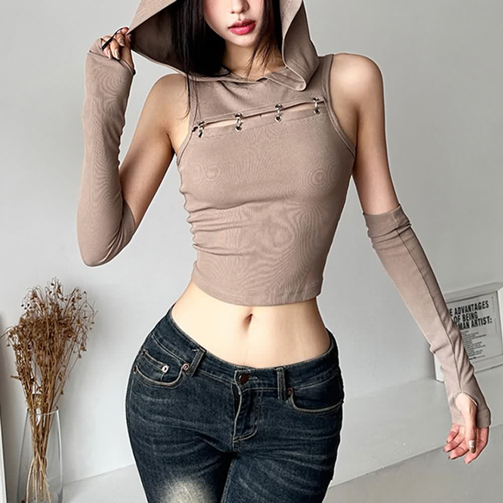 Streetwear Hooded Sleeveless Crop Top