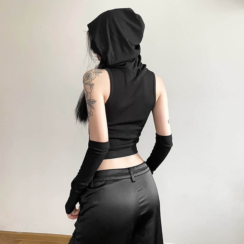 Streetwear Hooded Sleeveless Crop Top