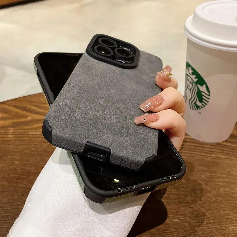 Stylish and Protective: Retro Matte Leather Phone Case for iPhone 15, 14 Pro Max, 13, 12, 11, X, XR, XS, 7, 8 Plus, and SE