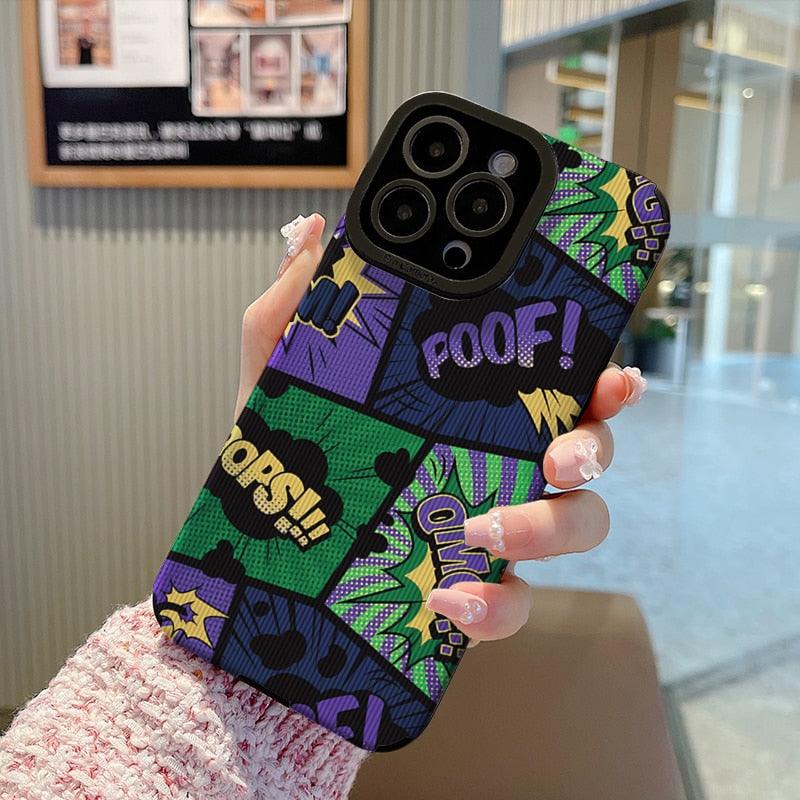 Stylish Dark Graffiti Letter Phone Case for iPhone 14, 13, 12, 11 Pro, XS Max, XR, X, 8 Plus, 7, 6, and Mini â€?Cute Cover Option