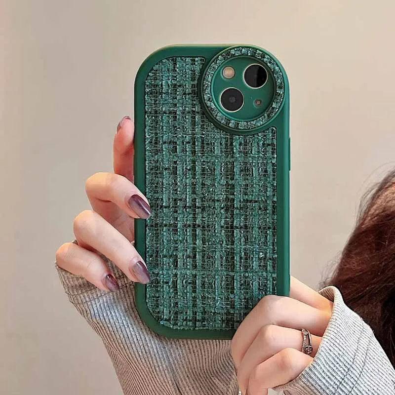 Stylish Lattice Fabric Cute Phone Cases for iPhone 14, 13, 12, 11 Pro Max and 14 Plus