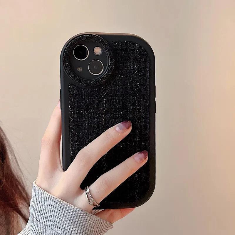 Stylish Lattice Fabric Cute Phone Cases for iPhone 14, 13, 12, 11 Pro Max and 14 Plus