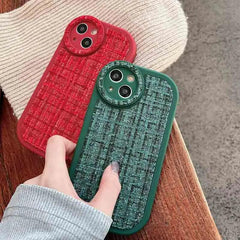 Stylish Lattice Fabric Cute Phone Cases for iPhone 14, 13, 12, 11 Pro Max and 14 Plus