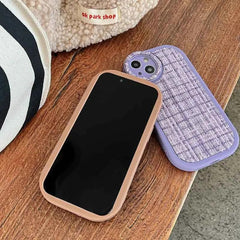 Stylish Lattice Fabric Cute Phone Cases for iPhone 14, 13, 12, 11 Pro Max and 14 Plus