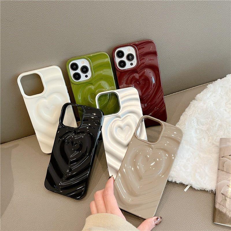 Stylish Protection: Heart Cute Phone Cases for iPhone 14 Pro Max 13 12 11 14 Plus