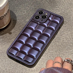 Stylish Purple 3D Square Cube Plating Cute Phone Cases for iPhone 14, 13, 12, 11 Pro Max, XS, X, XR and 14 Plus