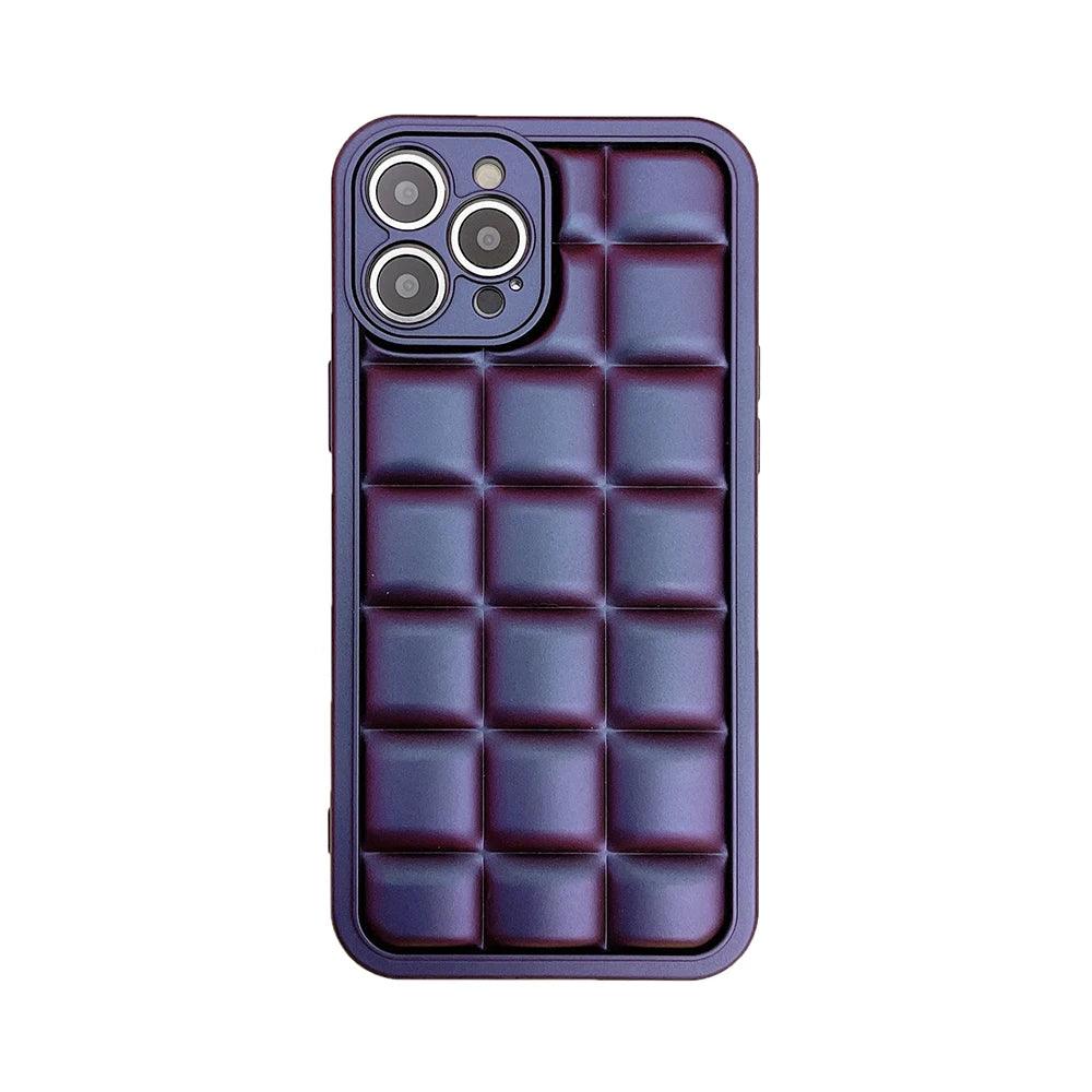 Stylish Purple 3D Square Cube Plating Cute Phone Cases for iPhone 14, 13, 12, 11 Pro Max, XS, X, XR and 14 Plus