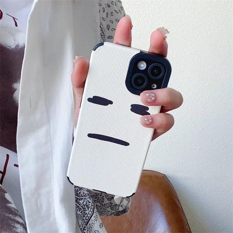 Stylish White Cute Phone Case for iPhone 14, 13, 12, 11 Pro Max, Mini, 6, 7, 8 Plus, X, XS, XR: Simple Expression