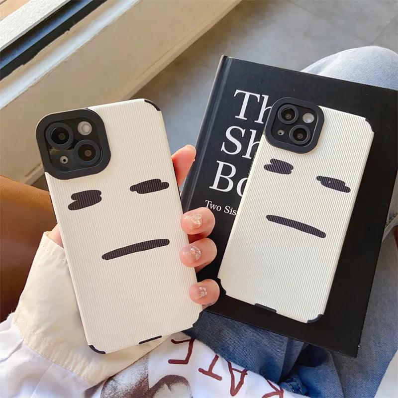 Stylish White Cute Phone Case for iPhone 14, 13, 12, 11 Pro Max, Mini, 6, 7, 8 Plus, X, XS, XR: Simple Expression