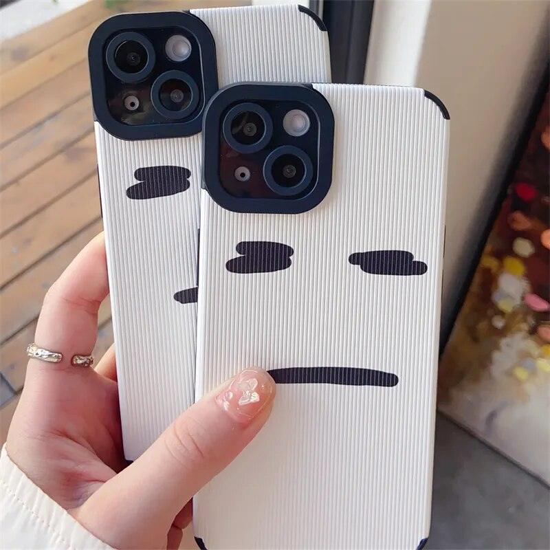 Stylish White Cute Phone Case for iPhone 14, 13, 12, 11 Pro Max, Mini, 6, 7, 8 Plus, X, XS, XR: Simple Expression