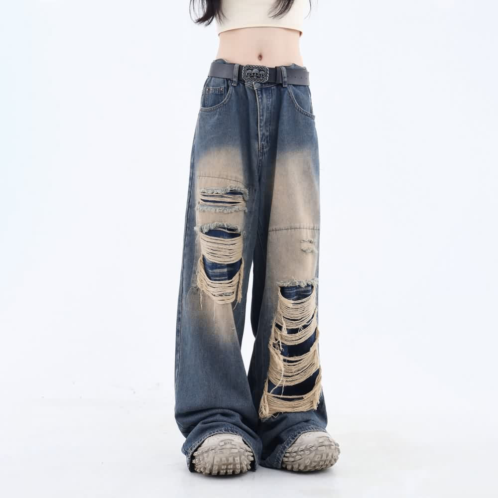 Tie Dye Grunge Distressed Baggy Jeans