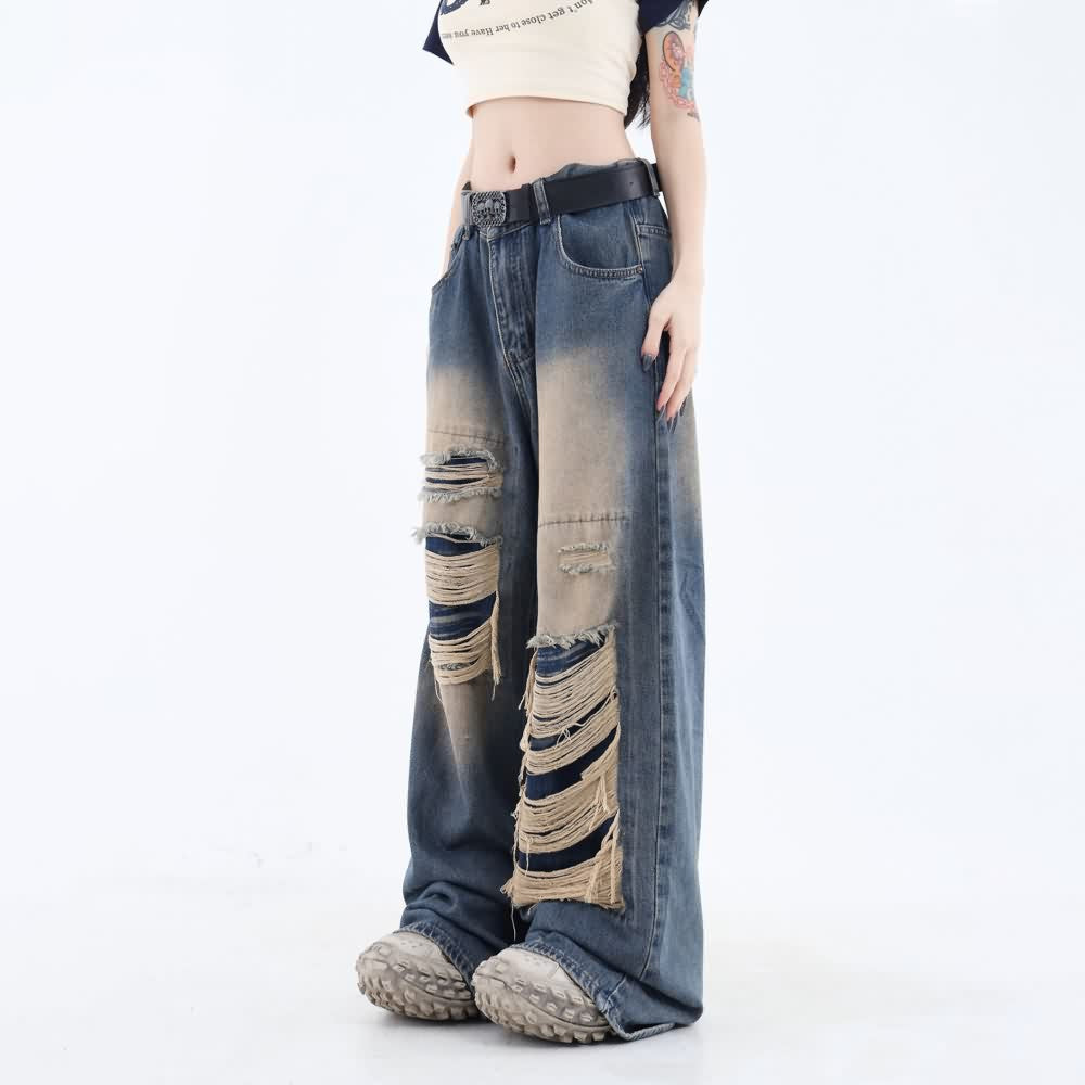 Tie Dye Grunge Distressed Baggy Jeans