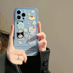 Transparent Blue Cute Phone Cases For iPhone 15 14 13 11 12 Pro Max XS XR X 7 8 Plus SE 2020 With Invisible Stand Holder