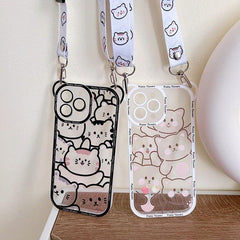 Transparent Cat Bear Cute Phone Cases For iPhone 14 13 11 12 Pro Max XS X XR 8 7 Plus