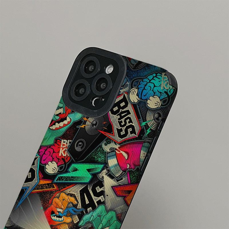 Trendy Graffiti Fashion: Cute Phone Case with Soft Cover for iPhone 14, 13, 12, 11 Pro Max, X, XS Max, XR, 7, and 8 Plus