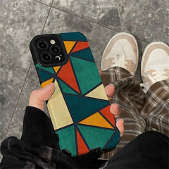 Triangle Leather Bohemian Cute Phone Case for iPhone 14, 13, 12, 11 Pro, XS Max, XR, X, 12, 13 Mini, 7, 8 Plus - Cover