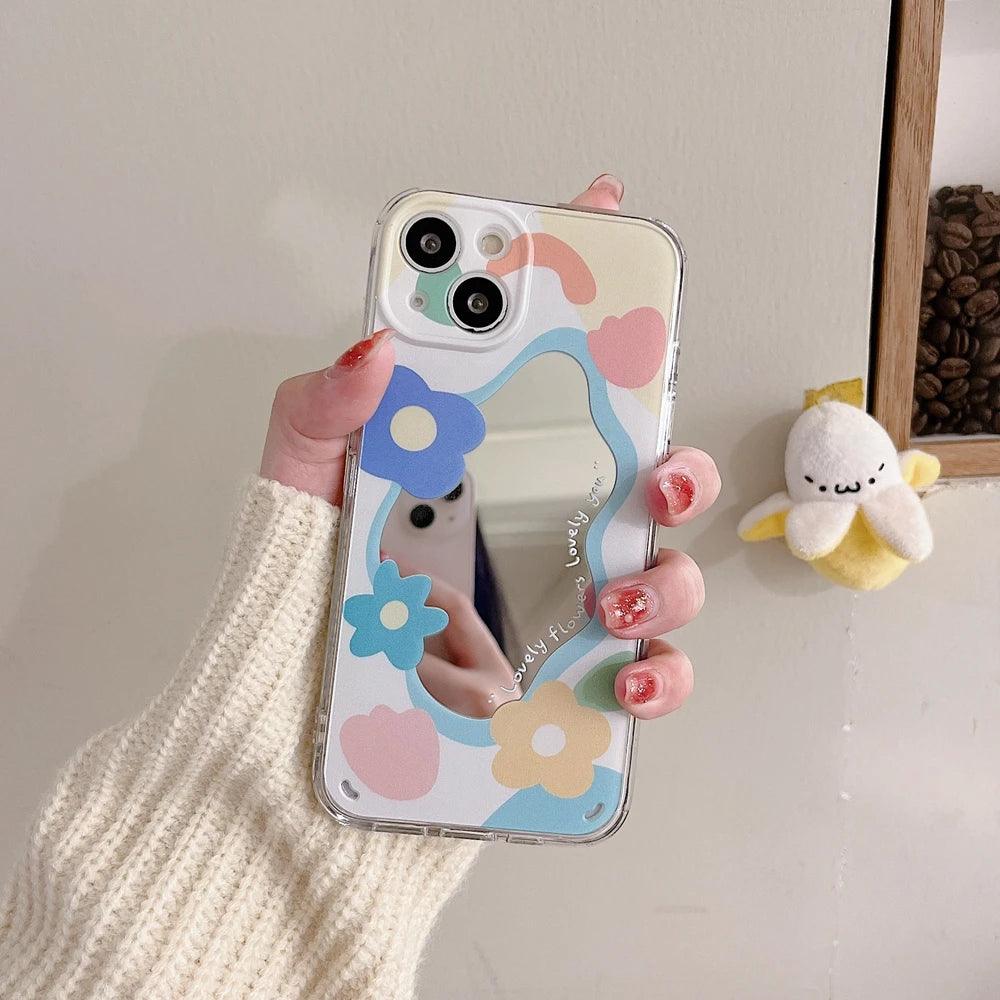 Tulip Flowers Mirror Cute Phone Cases For iPhone 15 14 11 12 13 Pro Xs Max X Xr 7 8 Plus SE