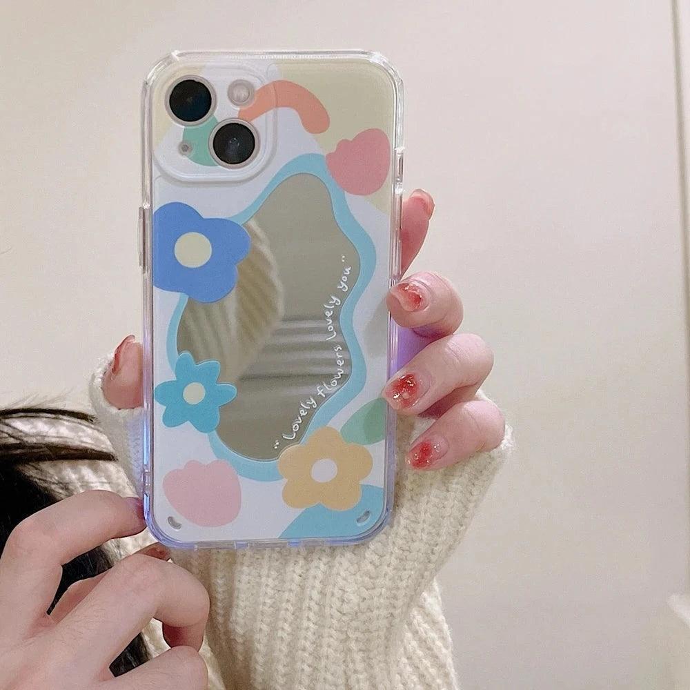 Tulip Flowers Mirror Cute Phone Cases For iPhone 15 14 11 12 13 Pro Xs Max X Xr 7 8 Plus SE