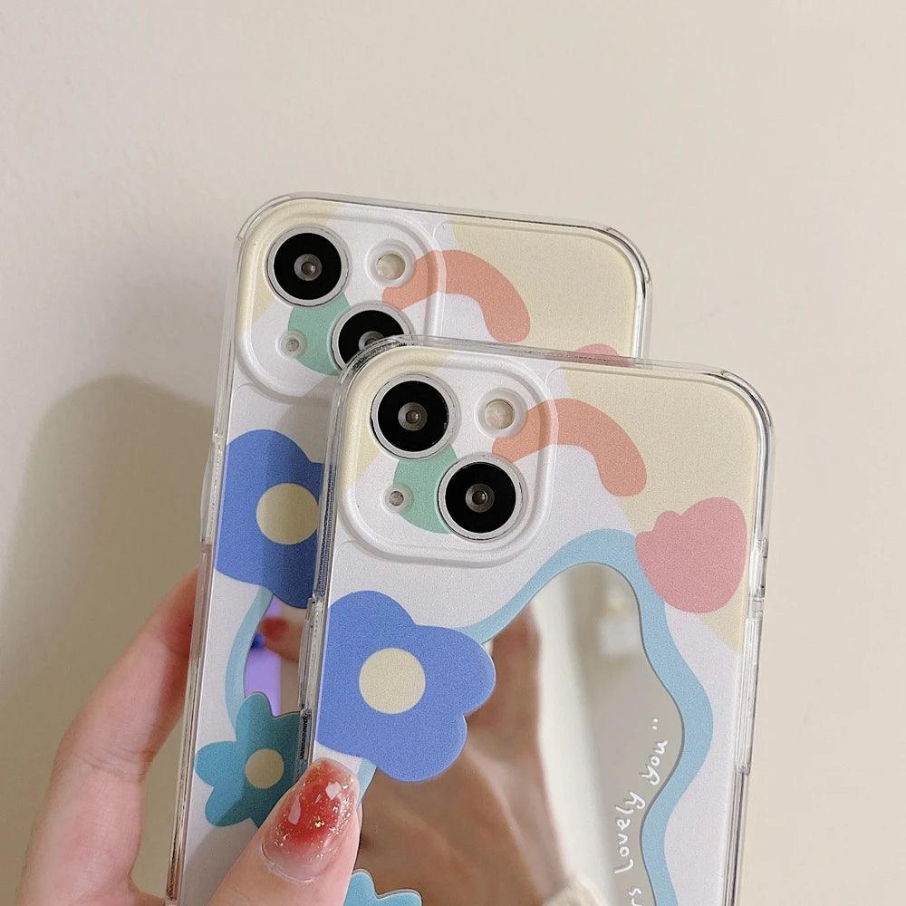 Tulip Flowers Mirror Cute Phone Cases For iPhone 15 14 11 12 13 Pro Xs Max X Xr 7 8 Plus SE