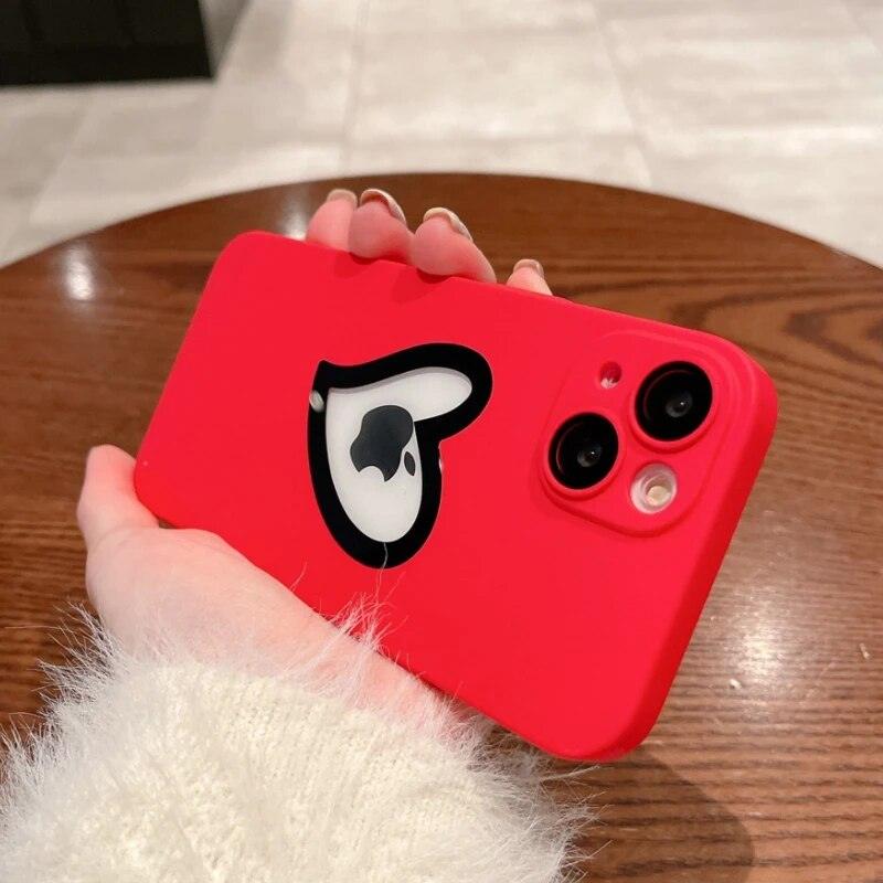 Ultra-Thin Cute Heart Hollow Phone Case for iPhone 14, 13, 12, 11 Pro Max, 14 Plus, and 11 with Matte Lens Film