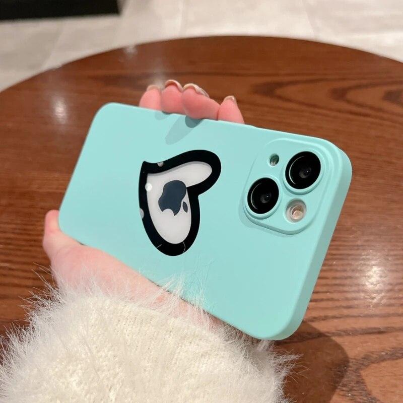 Ultra-Thin Cute Heart Hollow Phone Case for iPhone 14, 13, 12, 11 Pro Max, 14 Plus, and 11 with Matte Lens Film