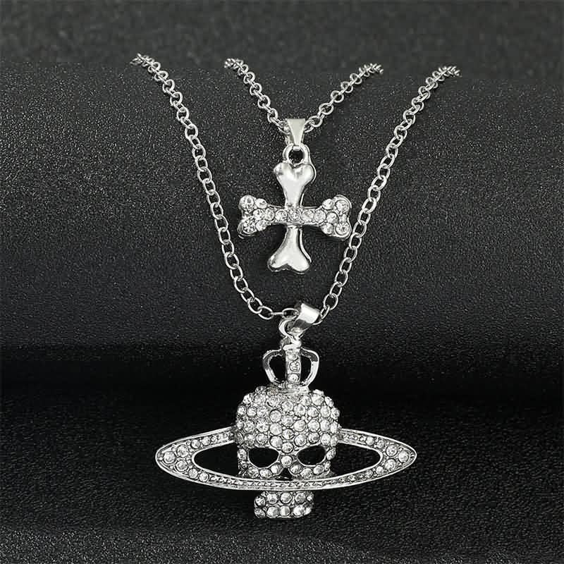 Unique Skull And Crossbones Pendant Necklace