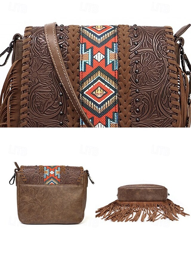Shoulder Bag Multi-Pocket Faux Leather Crossbody