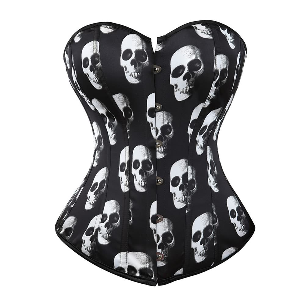 Victorian Gothic Skull Hourglass Overbust Corset