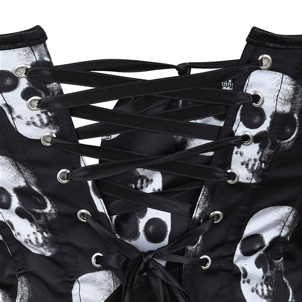 Victorian Gothic Skull Hourglass Overbust Corset