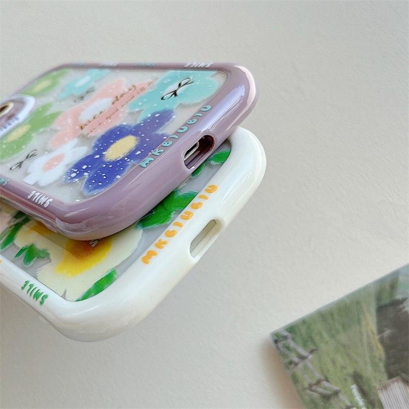 Vintage Leaves Flower Bumper Cute Phone Cases For iPhone 14 Pro Max 11 12 13 Pro Max