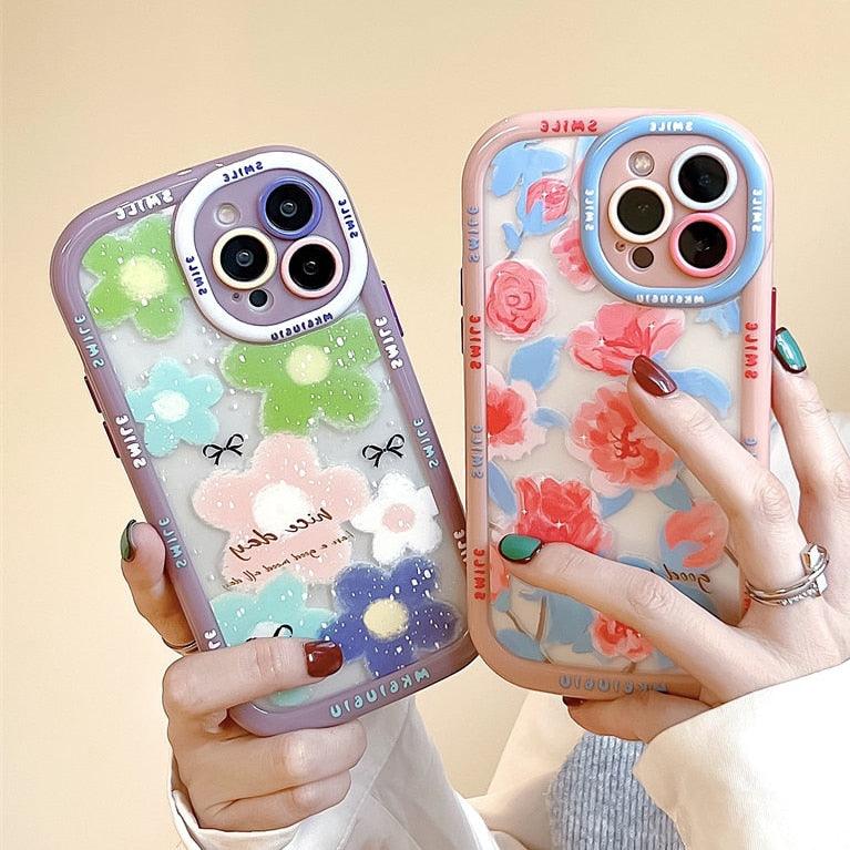 Vintage Leaves Flower Bumper Cute Phone Cases For iPhone 14 Pro Max 11 12 13 Pro Max