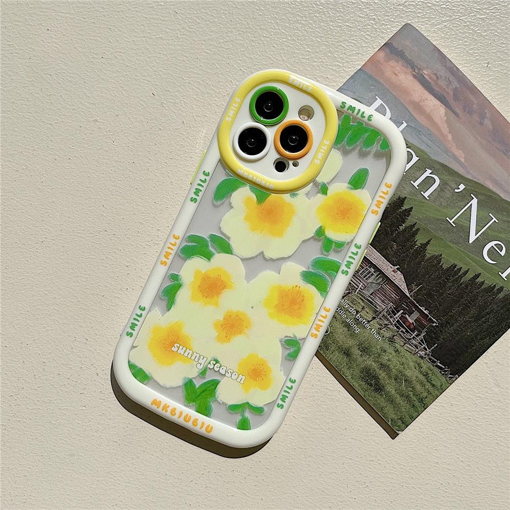 Vintage Leaves Flower Bumper Cute Phone Cases For iPhone 14 Pro Max 11 12 13 Pro Max