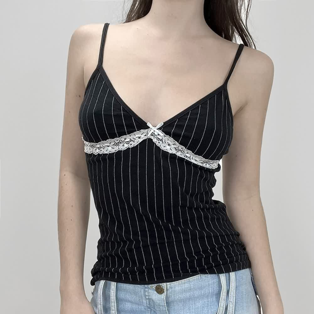 Vintage Striped Lace Cami Top