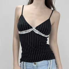 Vintage Striped Lace Cami Top