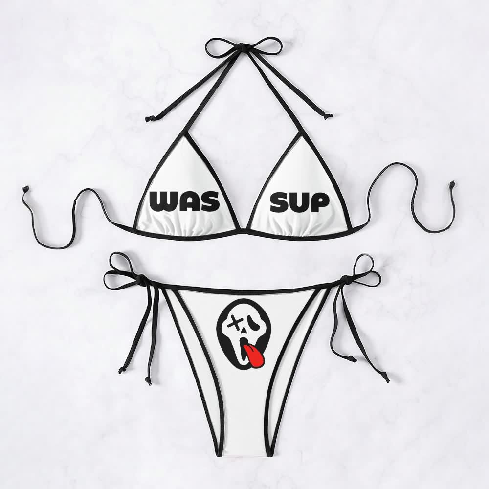 Wassup Halter Triangle String Bikini Set