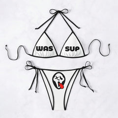 Wassup Halter Triangle String Bikini Set