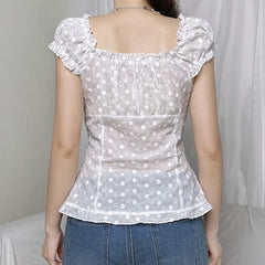 White Coquette Puff Sleeve Top