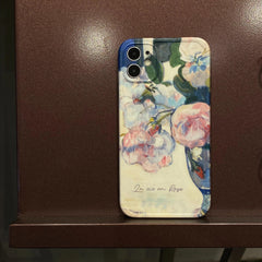 White Flowers Oil Painting Cute Phone Case Cover for iPhone 12 Pro Max, 13, 11, 14, and 14 Pro