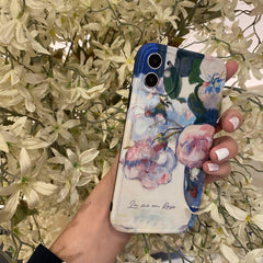 White Flowers Oil Painting Cute Phone Case Cover for iPhone 12 Pro Max, 13, 11, 14, and 14 Pro