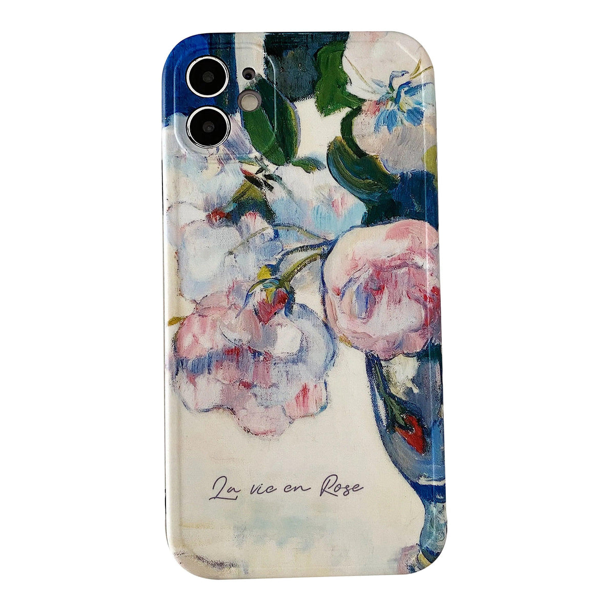 White Flowers Oil Painting Cute Phone Case Cover for iPhone 12 Pro Max, 13, 11, 14, and 14 Pro