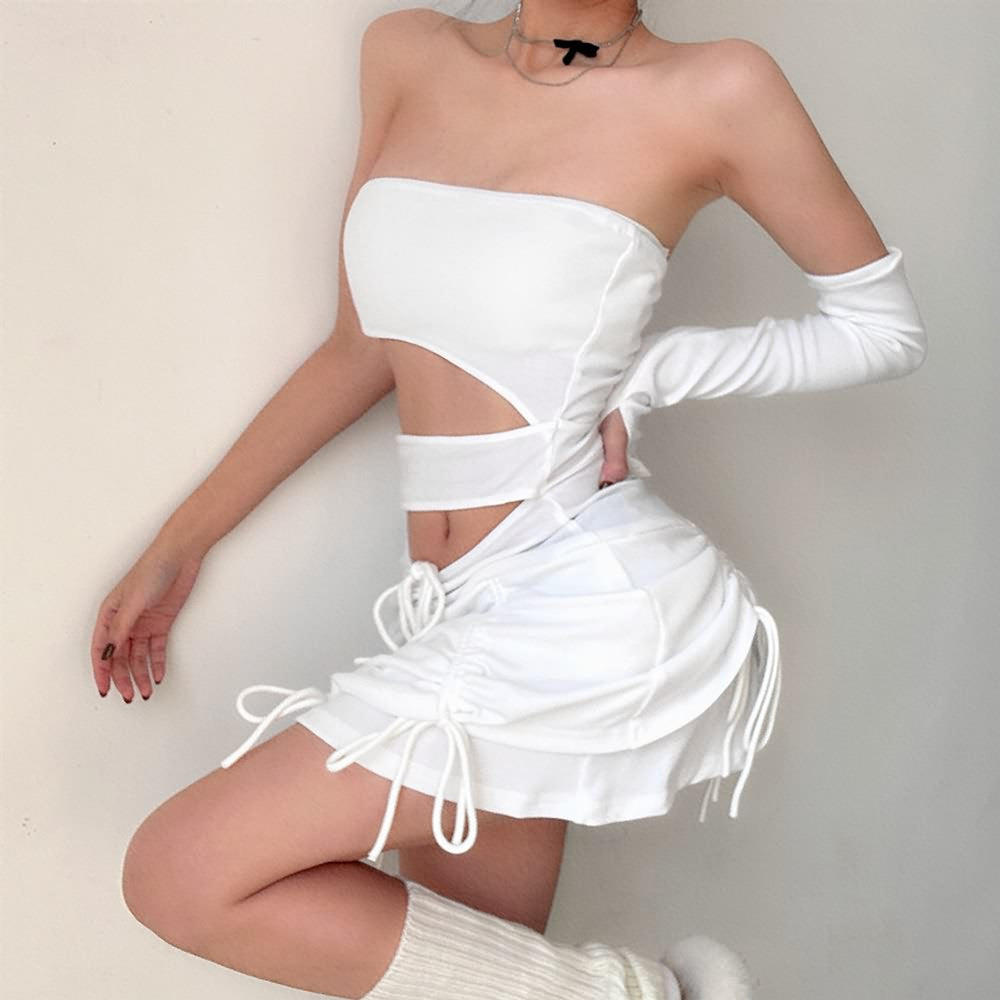 White Strapless Cut Out Mini Dress