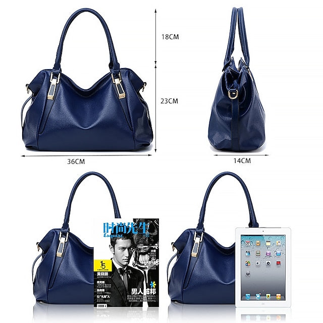 Handles  and Top Faux with Handbag Black Leather