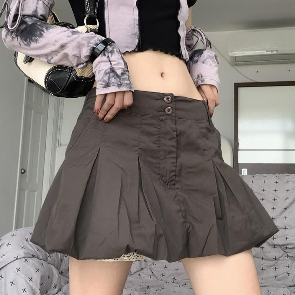 Y2K Godet Bubble Mini Skirt