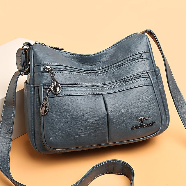 Shoulder Bag Multi-Pocket Faux Leather Crossbody