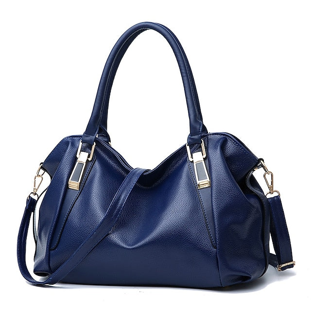 Handles  and Top Faux with Handbag Black Leather