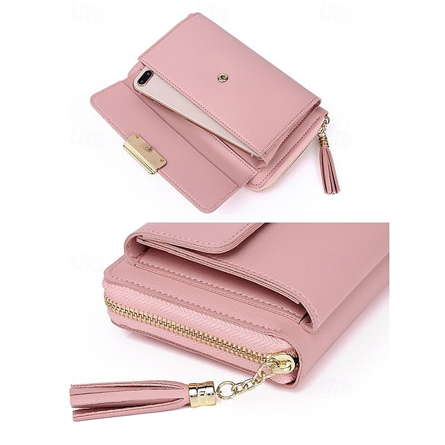 Crossbody  Leather Wristlet PU Phone Mobile Bag